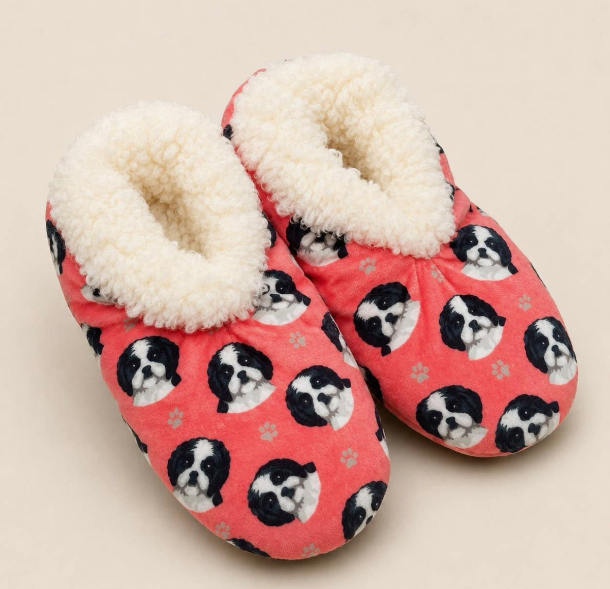 BLACK & WHITE SHIH TZU Dog Ladies Non-Slip Slippers COMFIES BRAND By E&S Pets