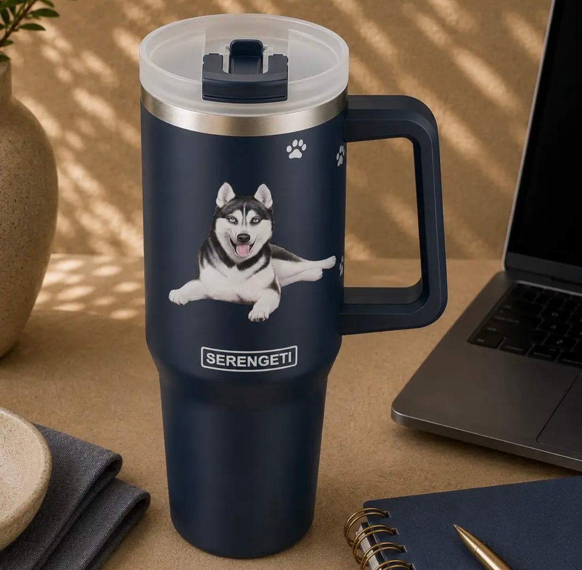 Dog & Cat Stainless Steel Ultimate 40 Oz. Tumbler Hot & Cold Travel Mug By E&S Pets (Choose Breed)