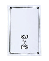HEY NOW Brand By Fabdaz LOVE YOURSELF YOU BADASS BITCH Kitchen Tea Towel - Novelty Socks And Slippers
