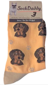 BLACK DACHSHUND Dog Unisex Socks By E&S Pets CHOOSE SOCK DADDY, HAPPY TAILS, LIFE IS BETTER - Novelty Socks for Less