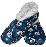 COMFIES BRAND Ladies SIBERIAN HUSKY NON-SKID SLIPPERS - Novelty Socks And Slippers