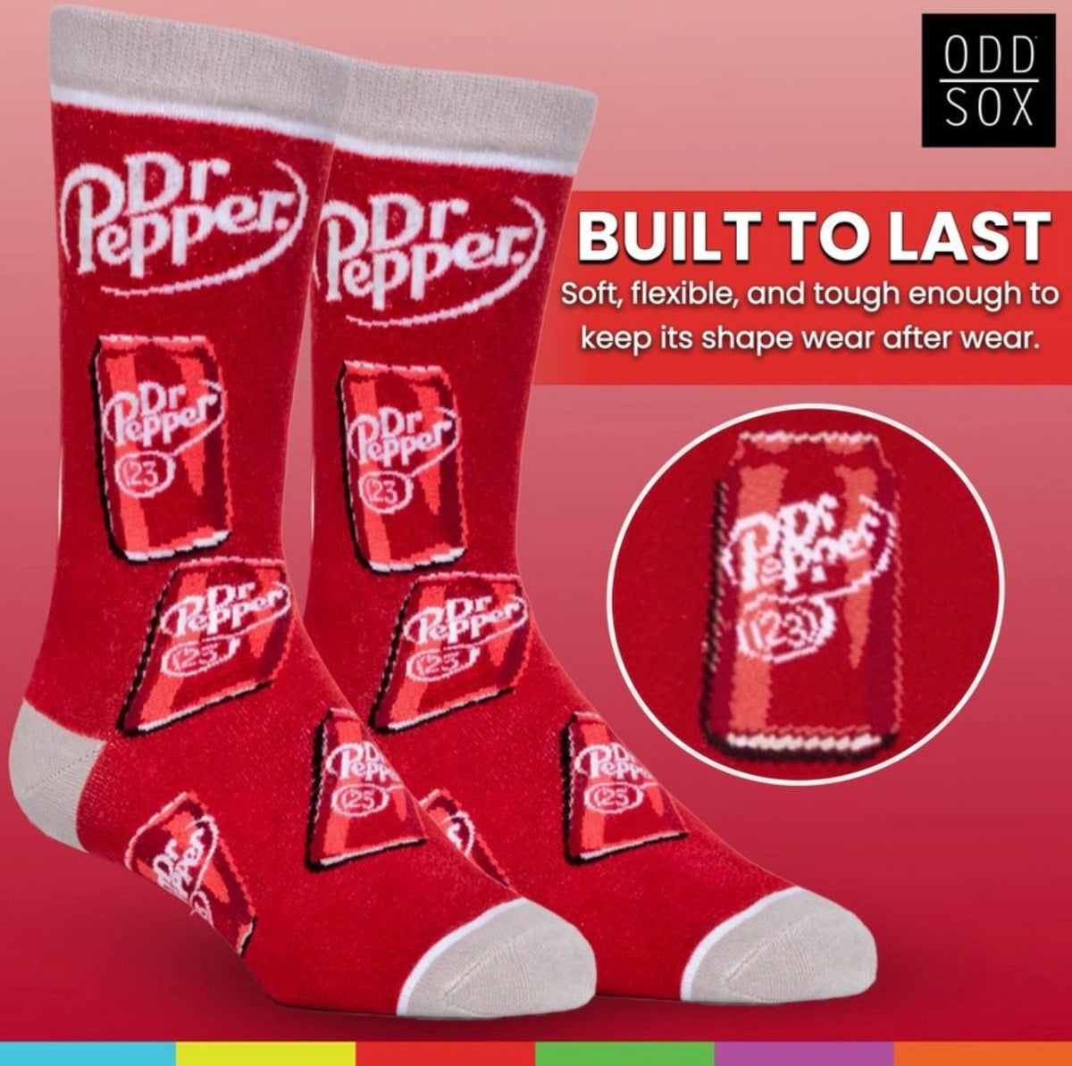 DR. PEPPER Soda Adult Unisex Socks COOL SOCKS Brand Large Feet