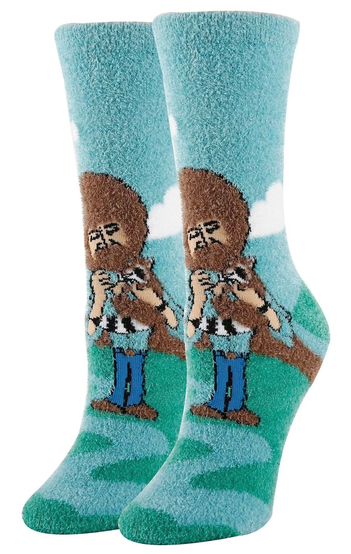 BOB ROSS Ladies Fuzzy Socks OOOH YEAH Brand Bob Ross Blast - Novelty Socks And Slippers