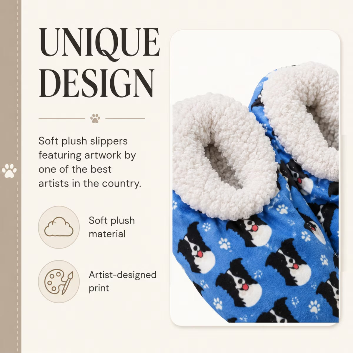 BORDER COLLIE Dog Ladies Non-Slip Slippers COMFIES BRAND By E&S Pets