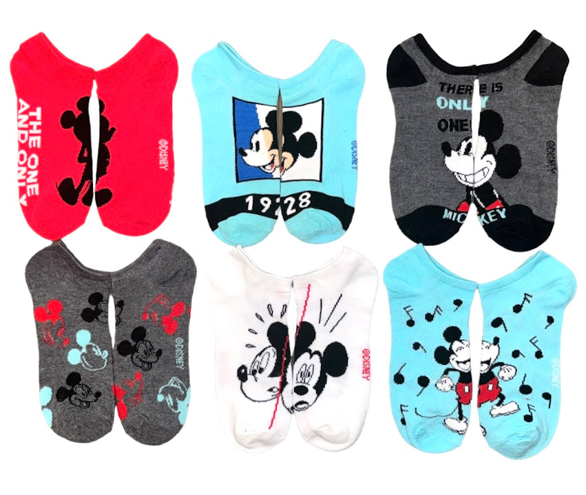 DISNEY Ladies MICKEY MOUSE 6 Pair Of No Show Socks ‘THERE IS ONLY ONE MICKEY’ 1928 - Novelty Socks And Slippers