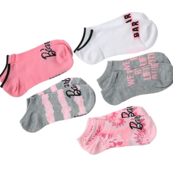BARBIE Doll Ladies 5 Pair Of No Show Socks ’We Rise By Lifting Others’ - Novelty Socks And Slippers