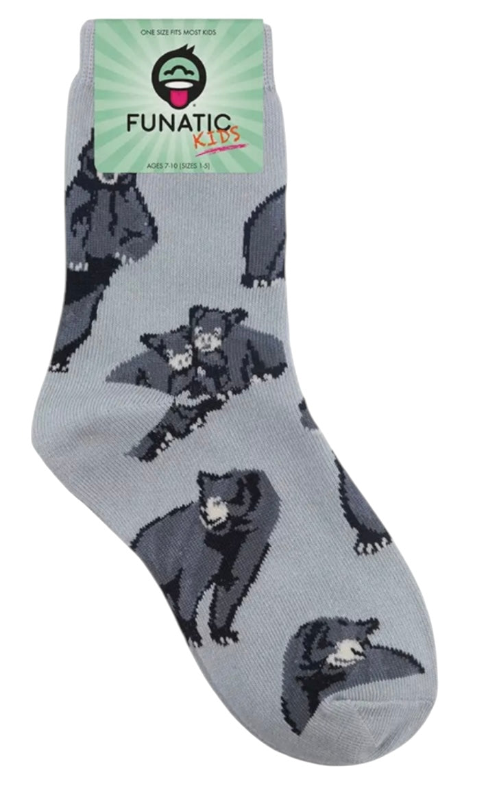 FUNATIC Brand Unisex Kids BLACK BEAR Socks Bears All Over Kids Age 7-10 - Novelty Socks And Slippers