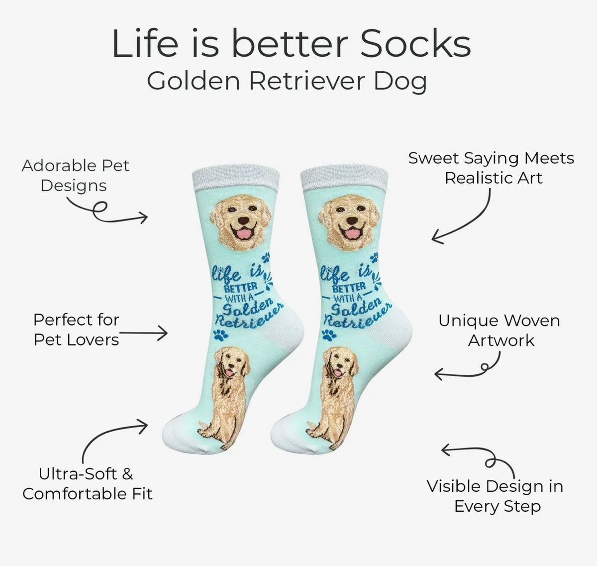 GOLDEN RETRIEVER Dog Adult Unisex Socks By E&S Pets Choose Style