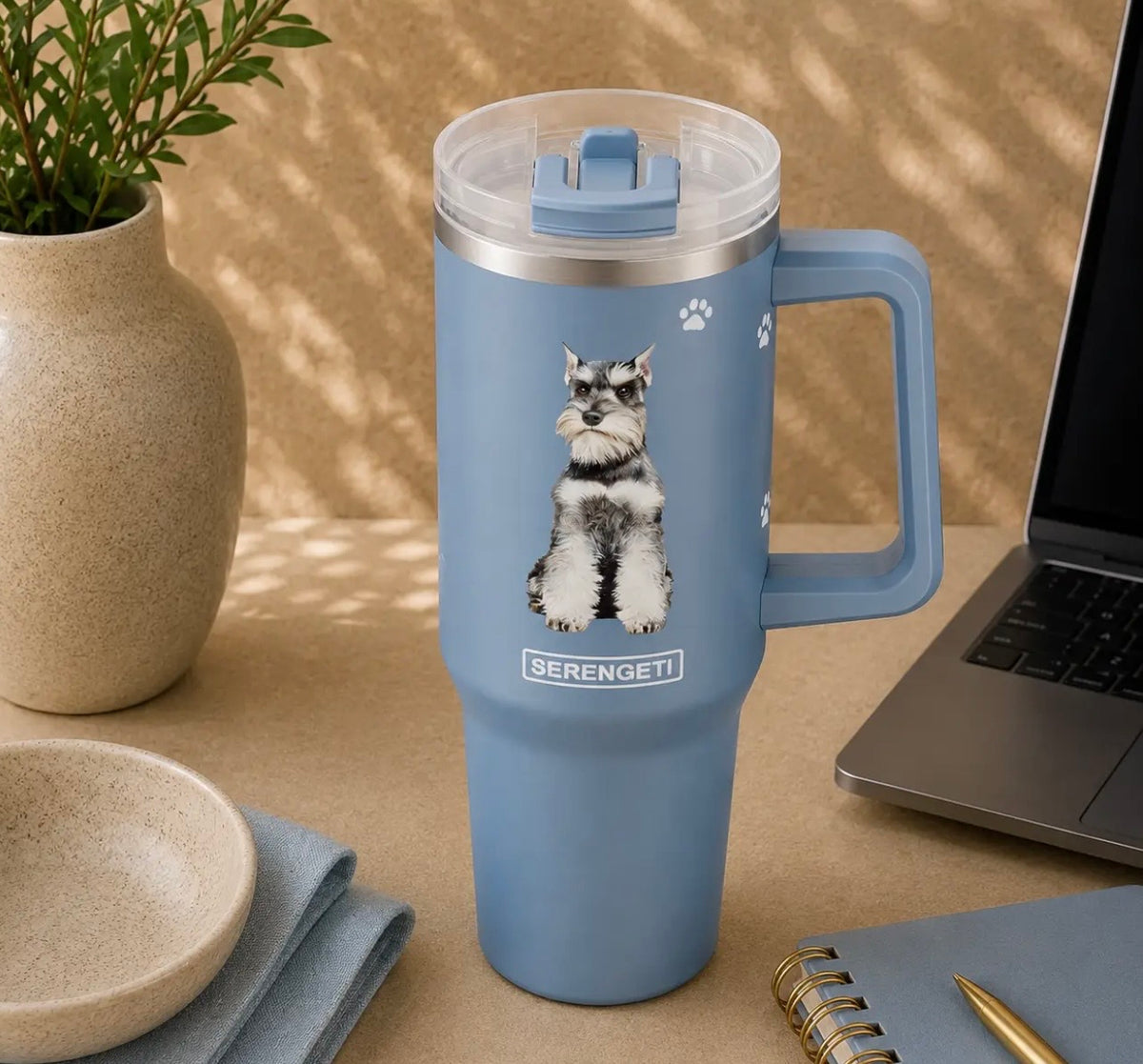 Dog & Cat Stainless Steel Ultimate 40 Oz. Tumbler Hot & Cold Travel Mug By E&S Pets (Choose Breed)