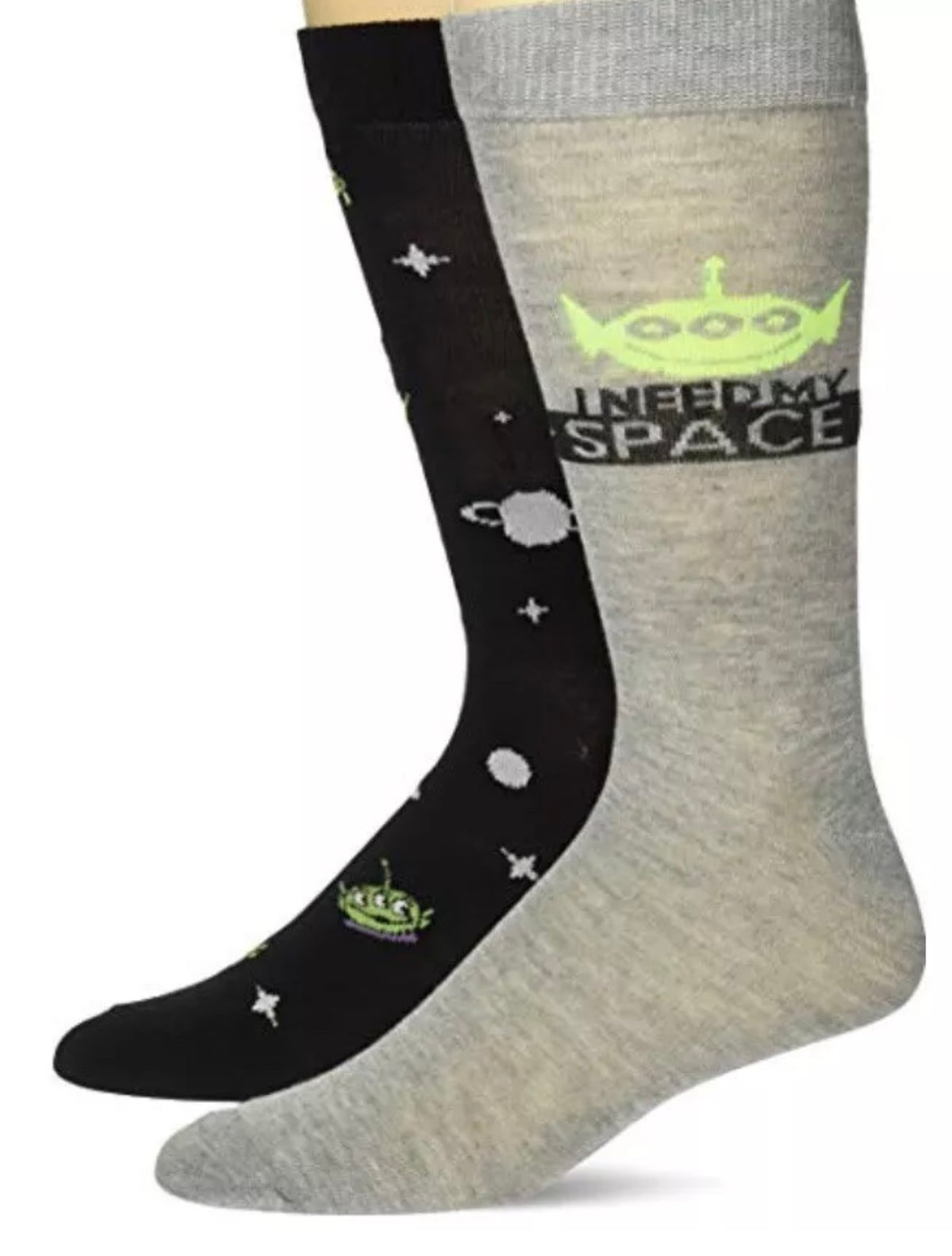 DISNEY TOY STORY Men’s 2 Pair Of ALIENS Socks ‘I NEED MY SPACE’ - Novelty Socks And Slippers