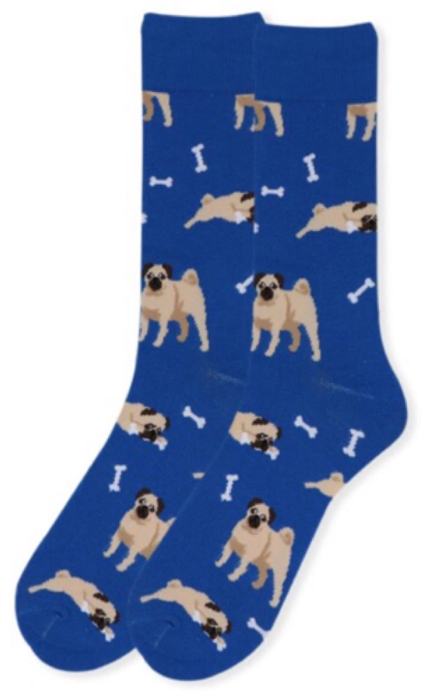 PARQUET BRAND Men's PUG DOG Socks PUG DOGS & BONES - Novelty Socks And Slippers