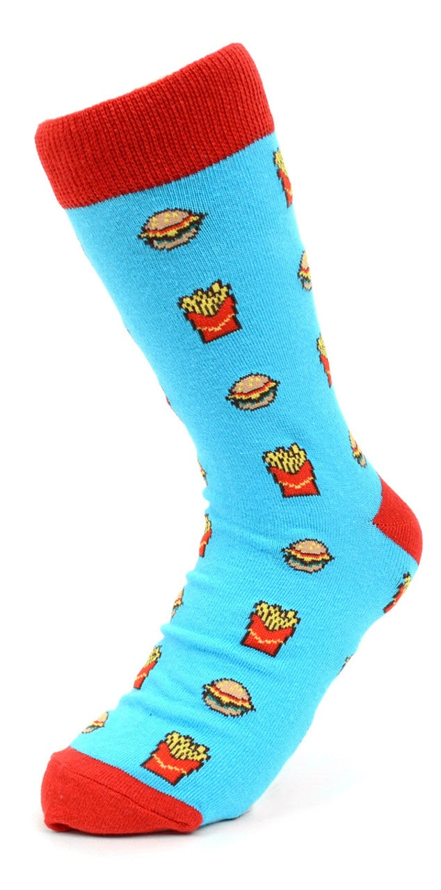 PARQUET Brand Ladies CHEESEBURGER & FRENCH FRIES Socks - Novelty Socks And Slippers
