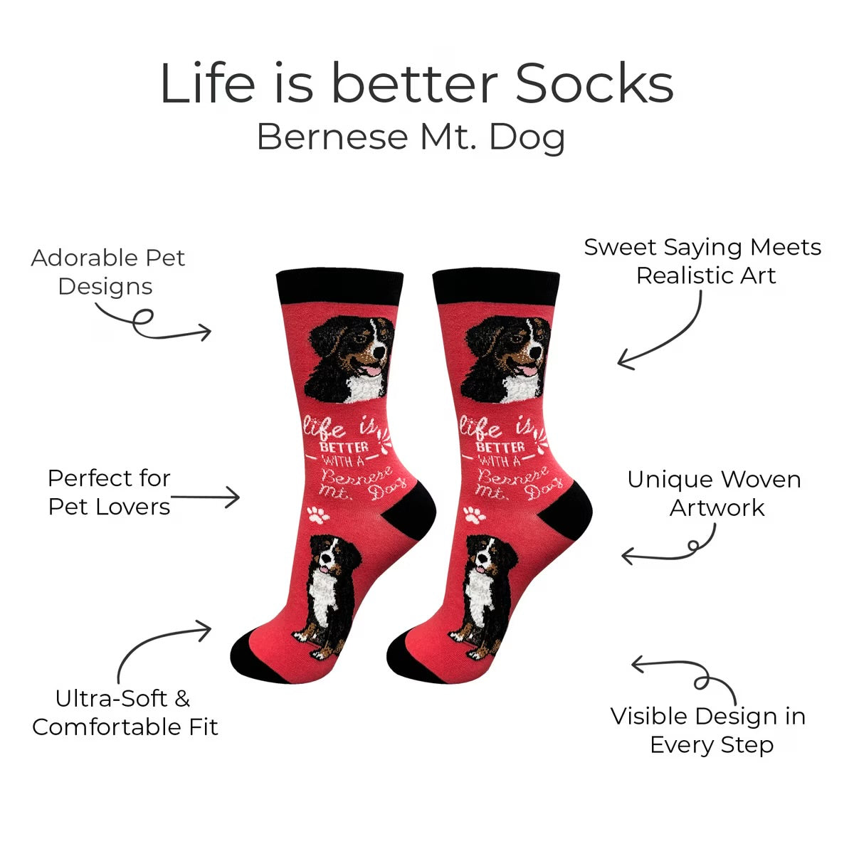 BERNESE MOUNTAIN Dog Adult Unisex Socks By E&S Pets Choose style
