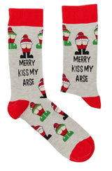 URBAN ECCENTRIC Brand Unisex SANTA MOONING Christmas Socks ‘MERRY KISS MY ARSE’ - Novelty Socks And Slippers