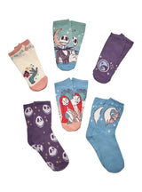 DISNEY THE NIGHTMARE BEFORE CHRISTMAS LADIES 6 Pair Of Socks Gift Set - Novelty Socks And Slippers