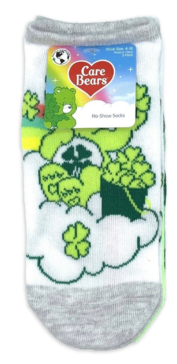 CARE BEARS Ladies 3 Pair Of ST. PATRICKS DAY No Show Socks ‘HAPPY GO LUCKY’ - Novelty Socks And Slippers