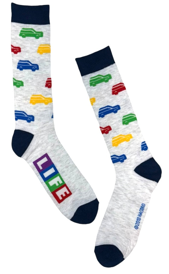 HASBRO THE GAME OF LIFE Men’s Socks CAR GAME PIECES ALL OVER - Novelty Socks And Slippers