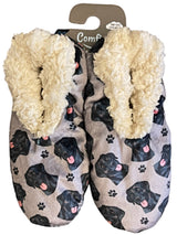 COMFIES BRAND Ladies BLACK LABRADOR DOG Non-Skid SLIPPERS - Novelty Socks for Less