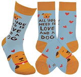 PRIMITIVES BY KATHY Unisex ‘ALL YOU NEED IS LOVE & A DOG’ Socks - Novelty Socks for Less