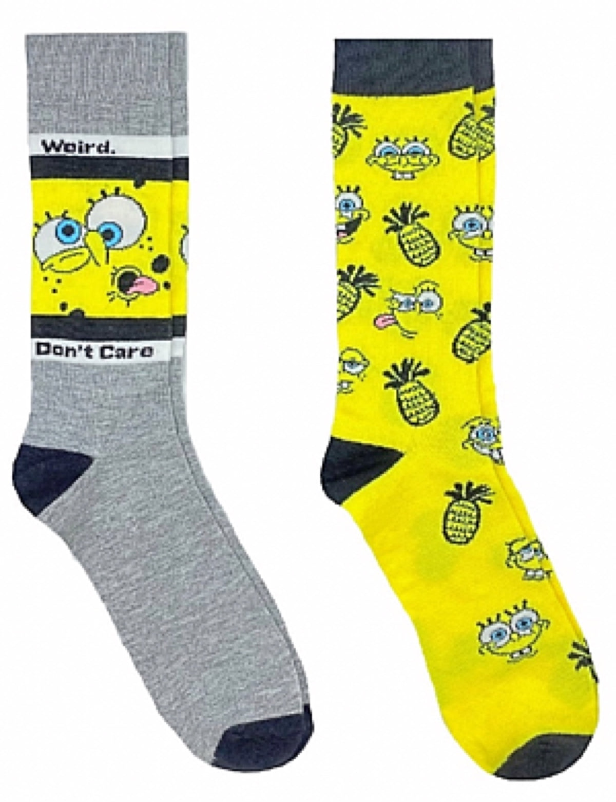 SPONGEBOB SQUAREPANTS Men's 2 Pair Of SOCKS 'WEIRD. DON'T CARE' - Novelty Socks for Less
