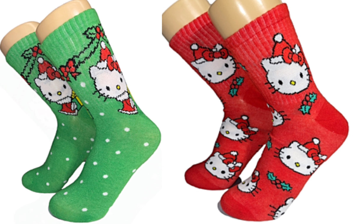 SANRIO HELLO KITTY CHRISMTAS Ladies 2 Pair Of Socks - Novelty Socks for Less