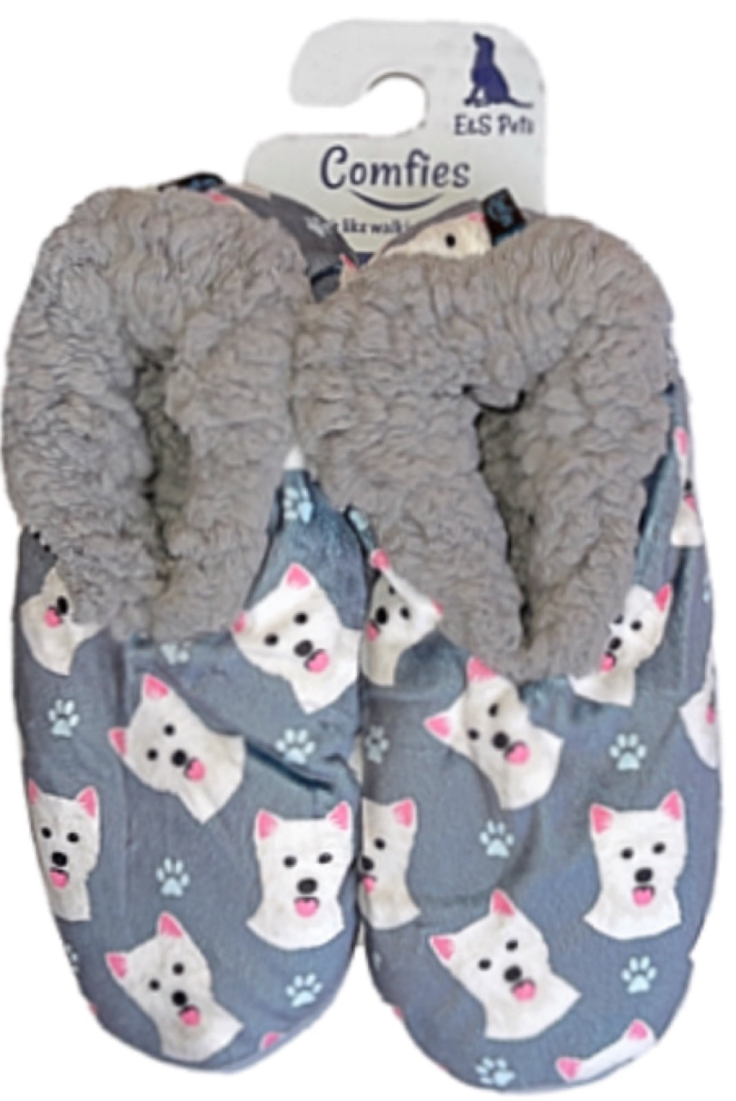 COMFIES BRAND Ladies WESTIE DOG NON-SKID SLIPPERS - Novelty Socks for Less