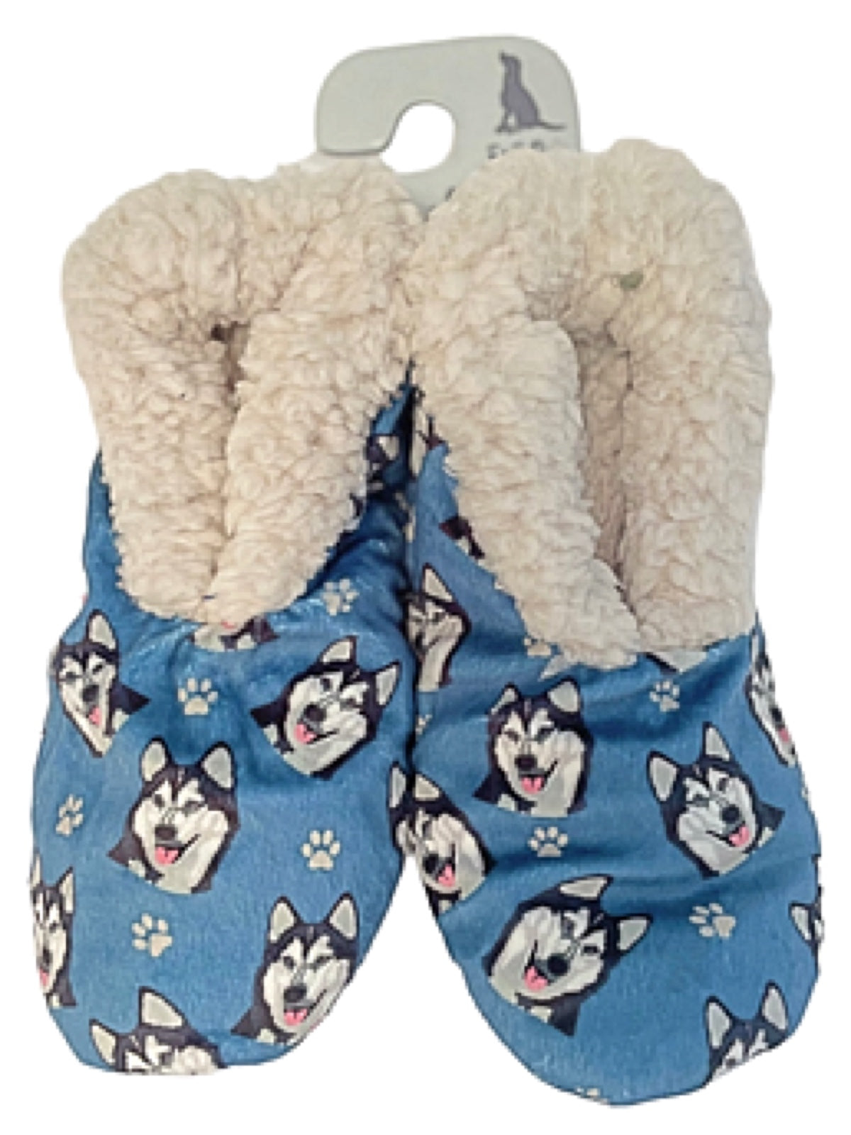 COMFIES BRAND Ladies SIBERIAN HUSKY NON-SKID SLIPPERS - Novelty Socks for Less