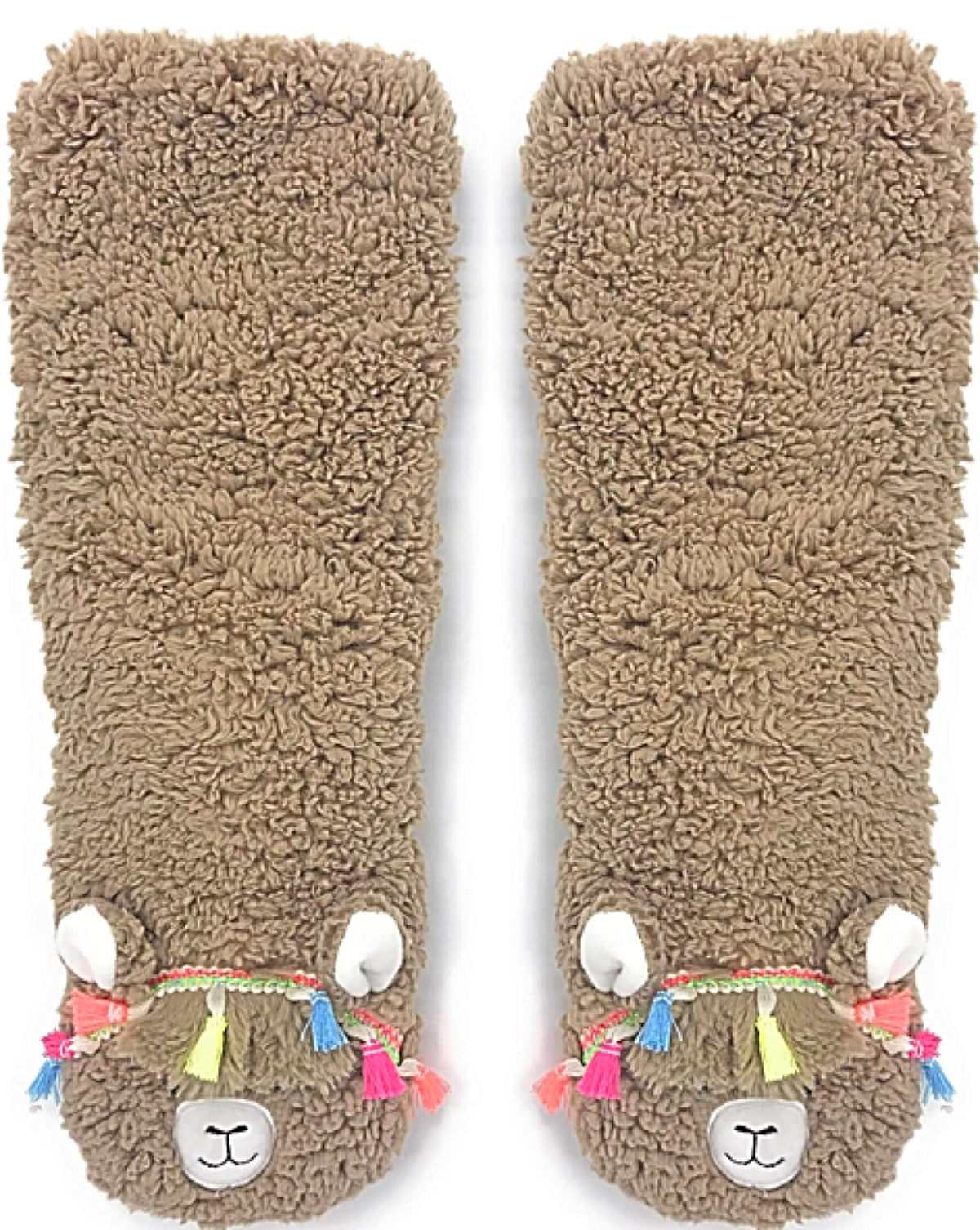 OOOH GEEZ Brand Ladies LLAMA NON-SKID Slippers 'LLAMA CALL YOU' - Novelty Socks for Less