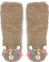 OOOH GEEZ Brand Ladies LLAMA NON-SKID Slippers 'LLAMA CALL YOU' - Novelty Socks for Less