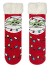 STAR WARS LADIES BABY YODA CHRISTMAS SHERPA LINED GRIPPER BOTTOM SLIPPER SOCKS - Novelty Socks for Less