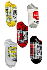CLUELESS MOVIE LADIES 5 Pair No-Show Socks ‘UGH AS IF!’ - Novelty Socks for Less