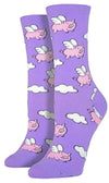 SOCKSMITH Brand Ladies FLYING PIGS Socks (CHOOSE COLOR) - Novelty Socks for Less