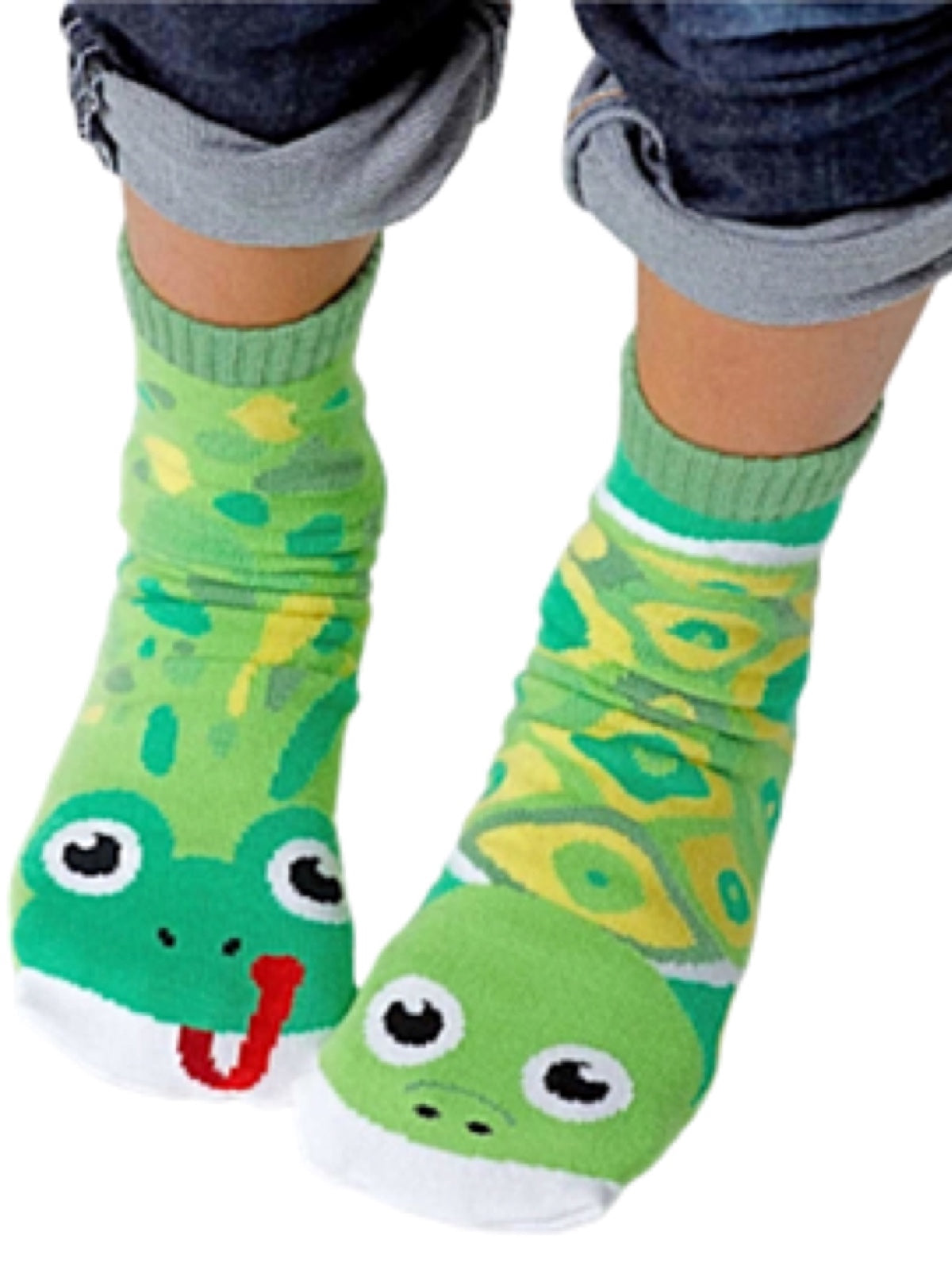 PALS SOCKS Brand Unisex FROG & TURTLE Mismatched Gripper Bottom Socks (CHOOSE SIZE) - Novelty Socks for Less
