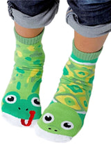PALS SOCKS Brand Unisex FROG & TURTLE Mismatched Gripper Bottom Socks (CHOOSE SIZE) - Novelty Socks for Less