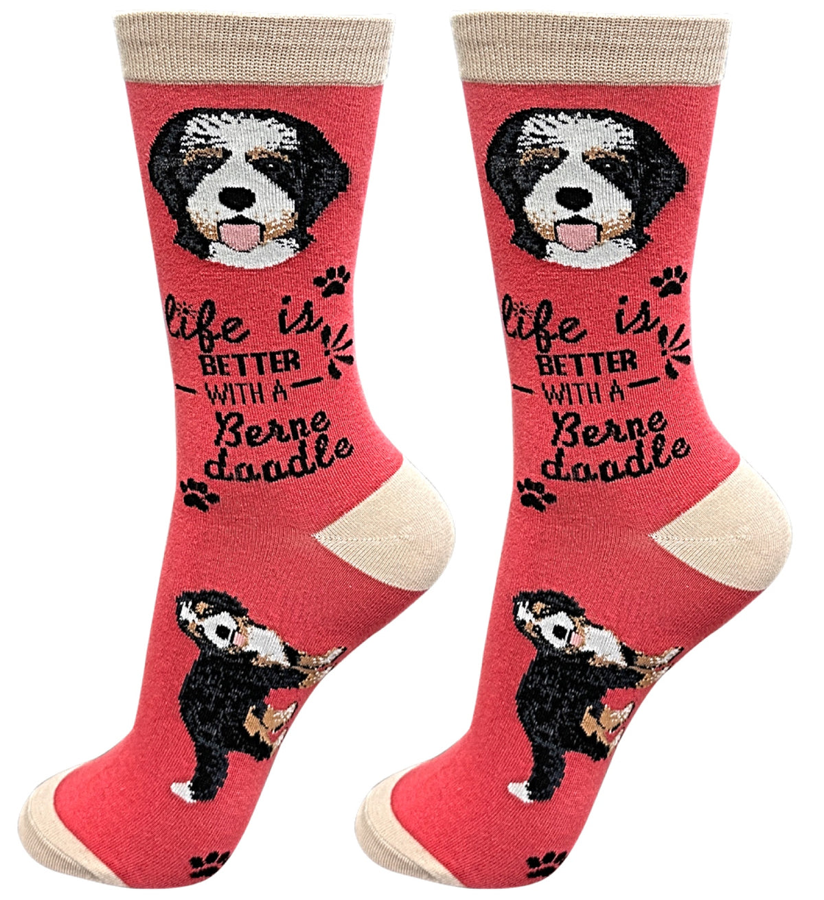 LIFE IS BETTER WITH A BERNEDOODLE Dog Unisex Socks By E&S Pets - Novelty Socks for Less