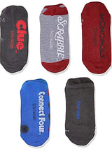 HASBRO GAMES Ladies 5 Pair Of No Show Socks CLUE, CONNECT FOUR, SCRABBLE - Novelty Socks for Less