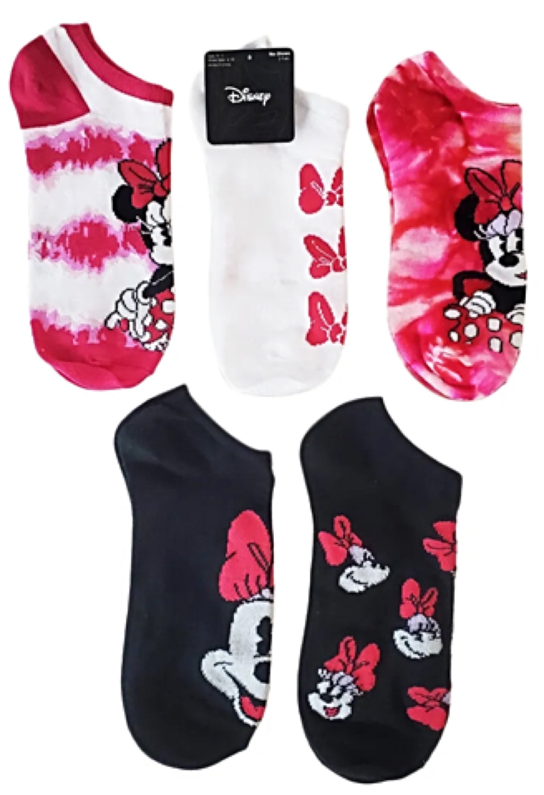 Disney Ladies 5 Pair No Show MINNIE MOUSE Socks TIE DYE - Novelty Socks for Less