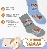 FOOZYS BRAND Ladies 2 Pair SHIH TZU Socks - Novelty Socks for Less