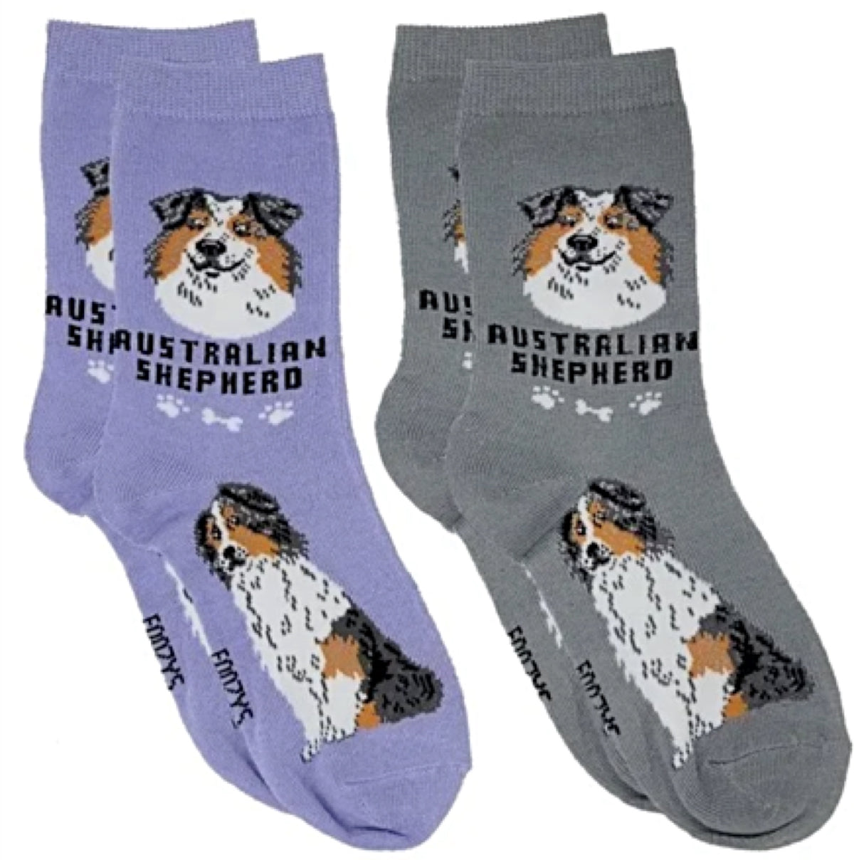 FOOZYS BRAND Ladies 2 Pair AUSTRALIAN SHEPHERD Socks - Novelty Socks for Less
