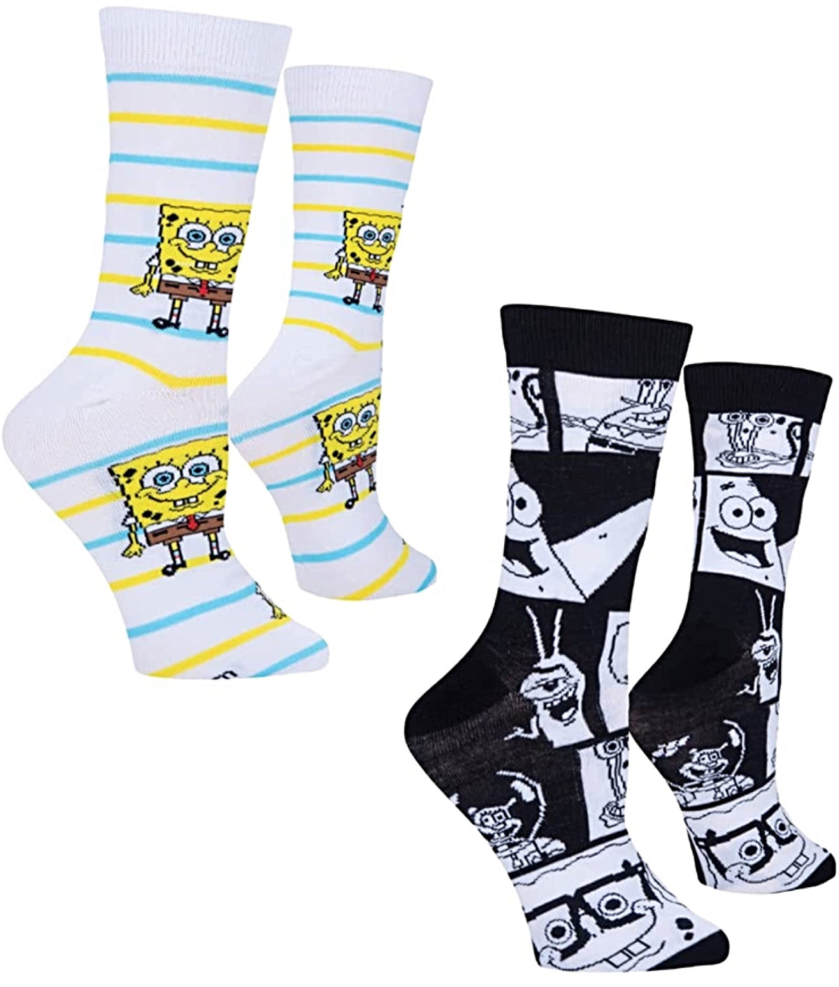 SPONGEBOB SQUAREPANTS Unisex 2 Pair Of Socks ODD SOX Brand - Novelty Socks for Less