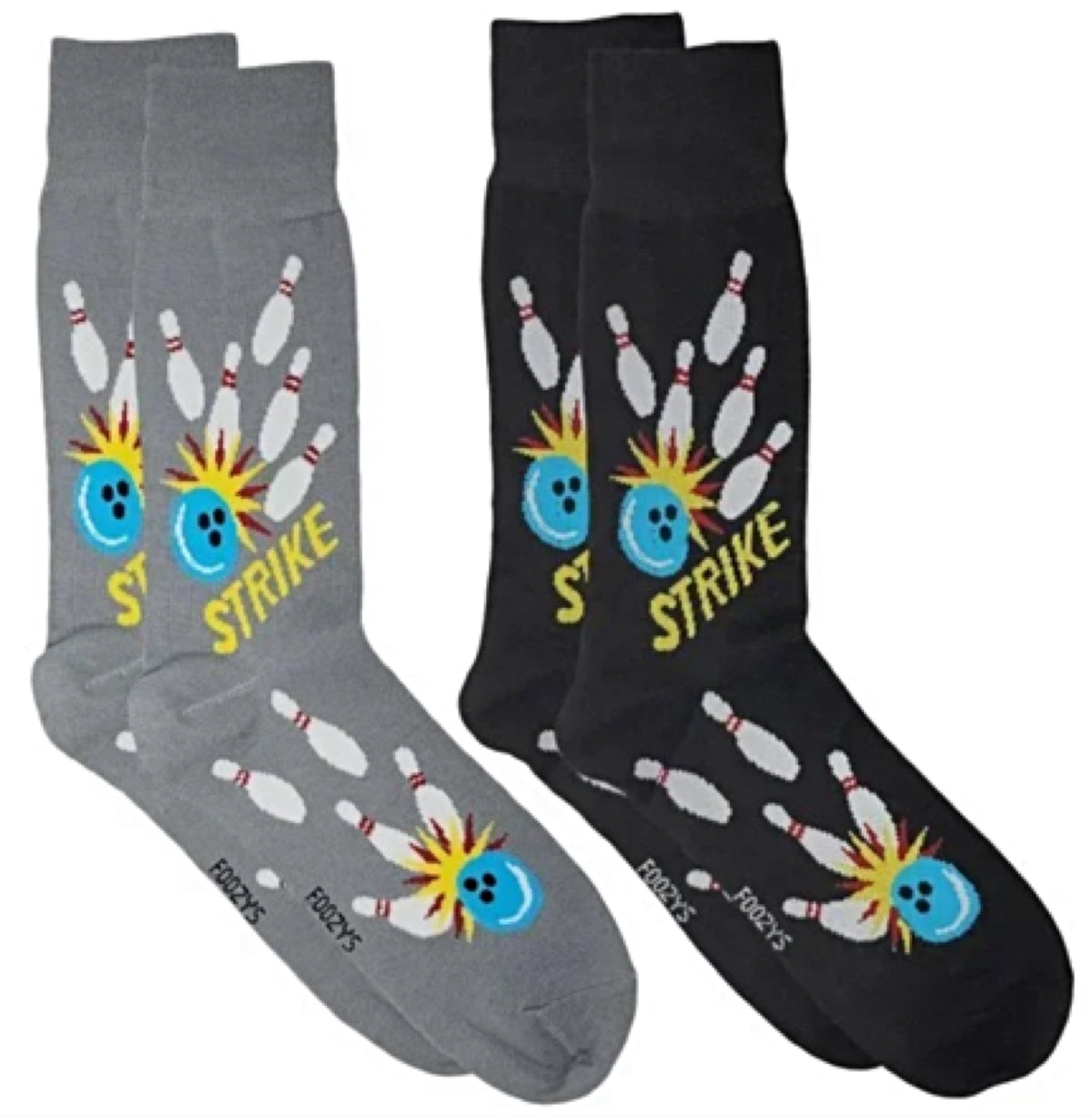 FOOZYS BRAND MEN’S 2 PAIR OF BOWLING SOCKS - Novelty Socks for Less