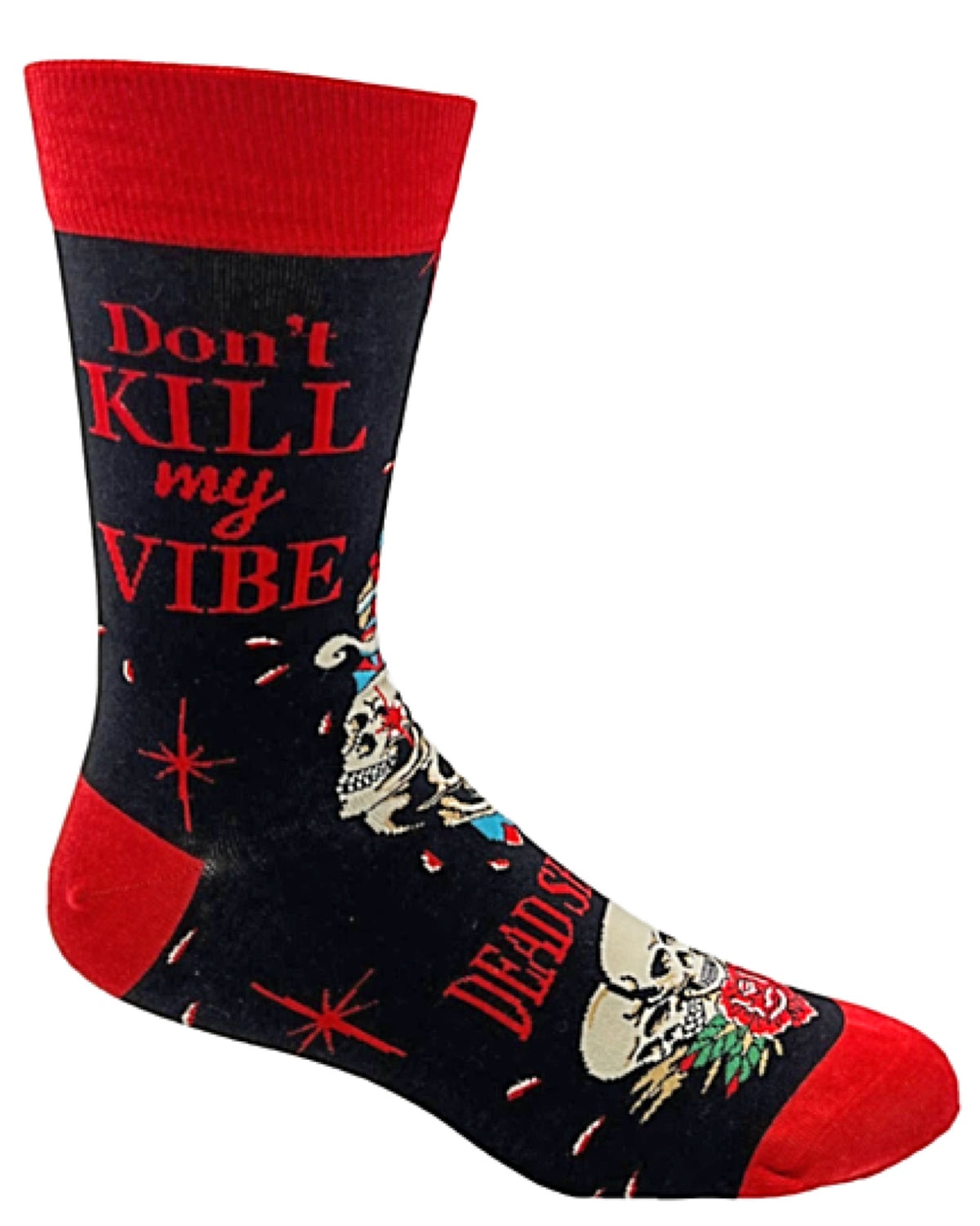 FABDAZ Brand Men’s SKULL Socks ‘DON’T KILL MY VIBE’ ‘DEAD SERIOUS’ - Novelty Socks for Less