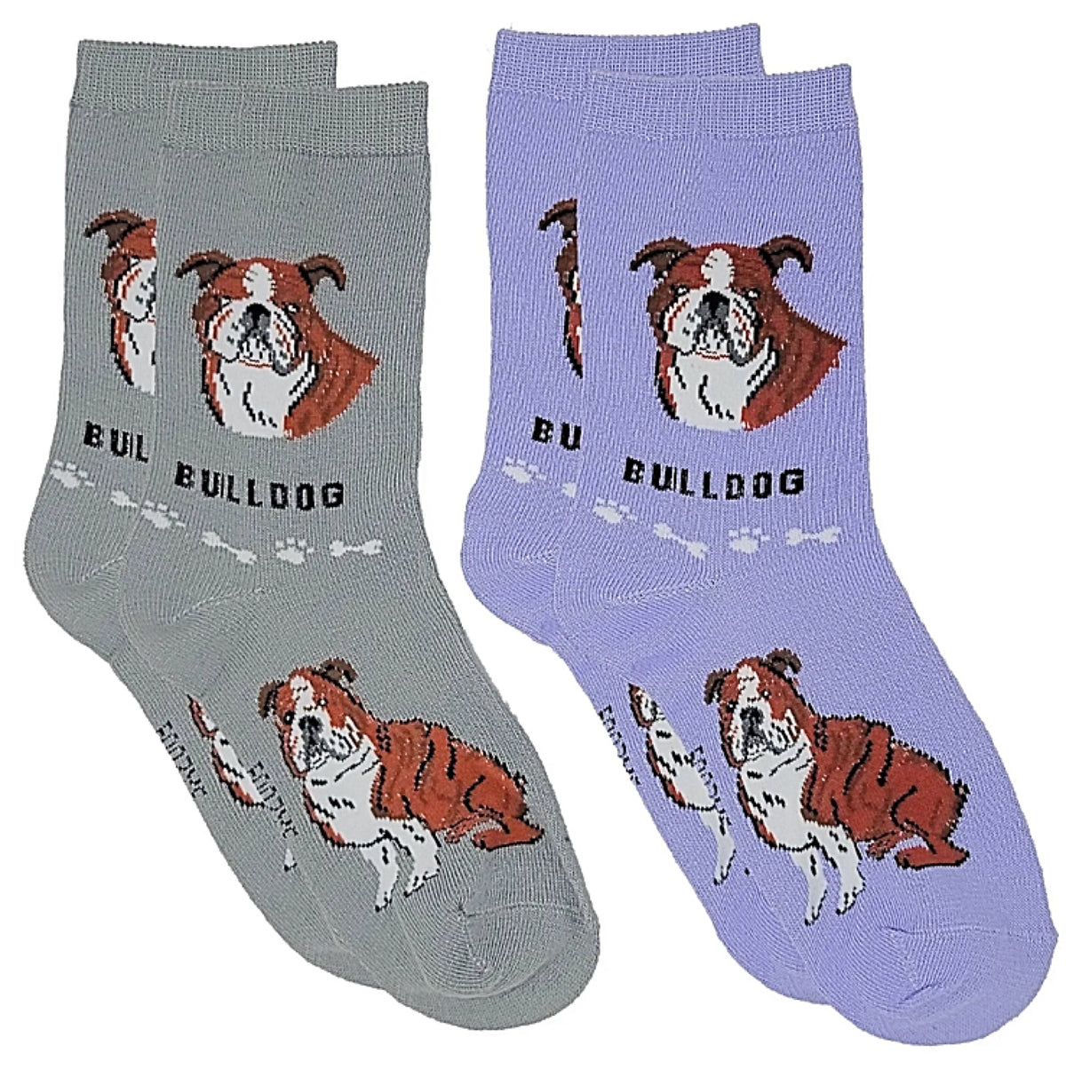 FOOZYS Ladies 2 Pair BULLDOG Socks - Novelty Socks for Less
