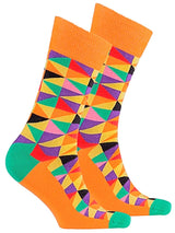 SOCKS N SOCKS Brand Men’s ORANGE TRIANGLE Crew Socks - Novelty Socks for Less