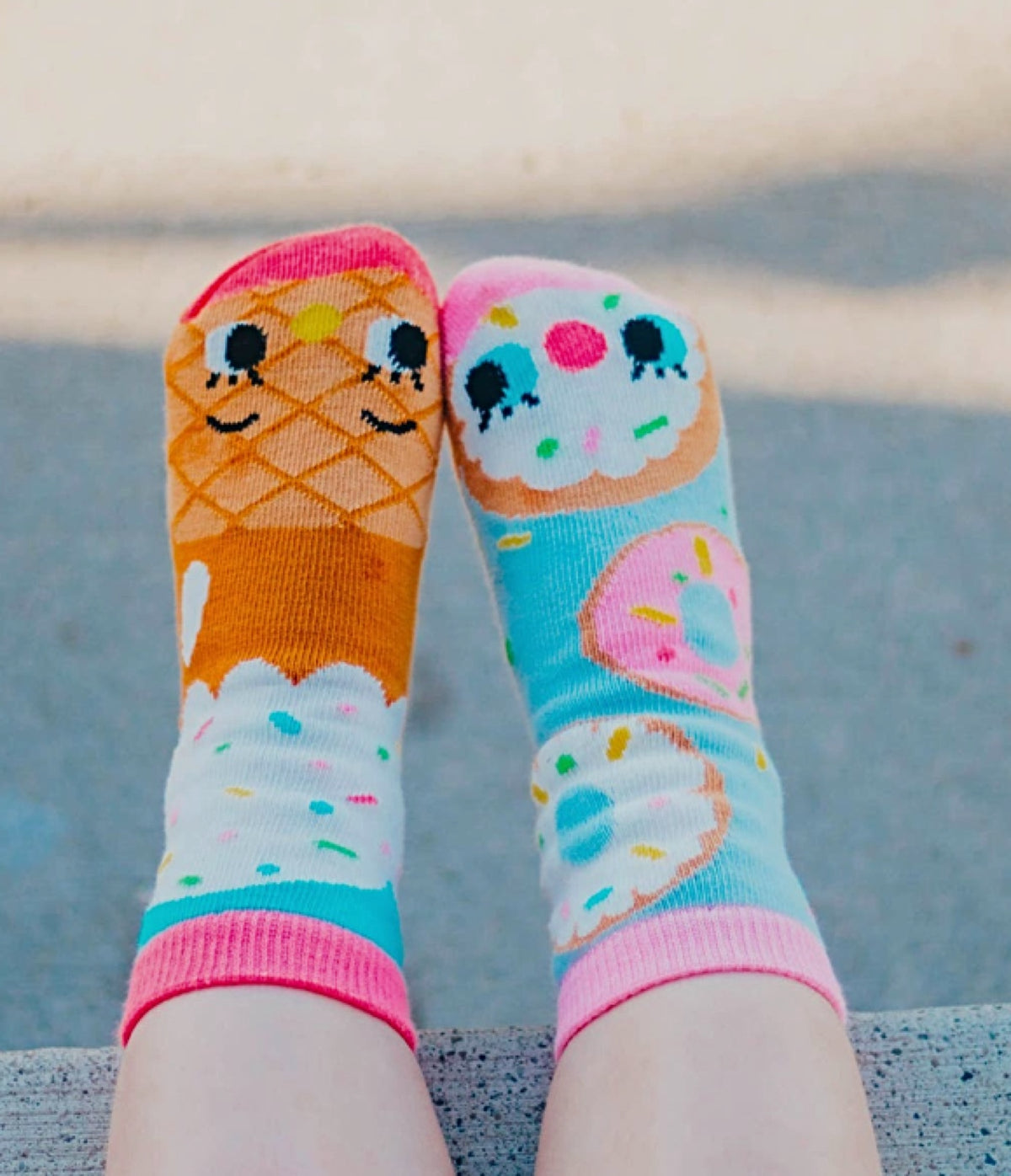 PALS SOCKS Brand Unisex DONUT & ICE CREAM MISMATCHED GRIPPER SOCKS (CHOOSE SIZE) - Novelty Socks for Less