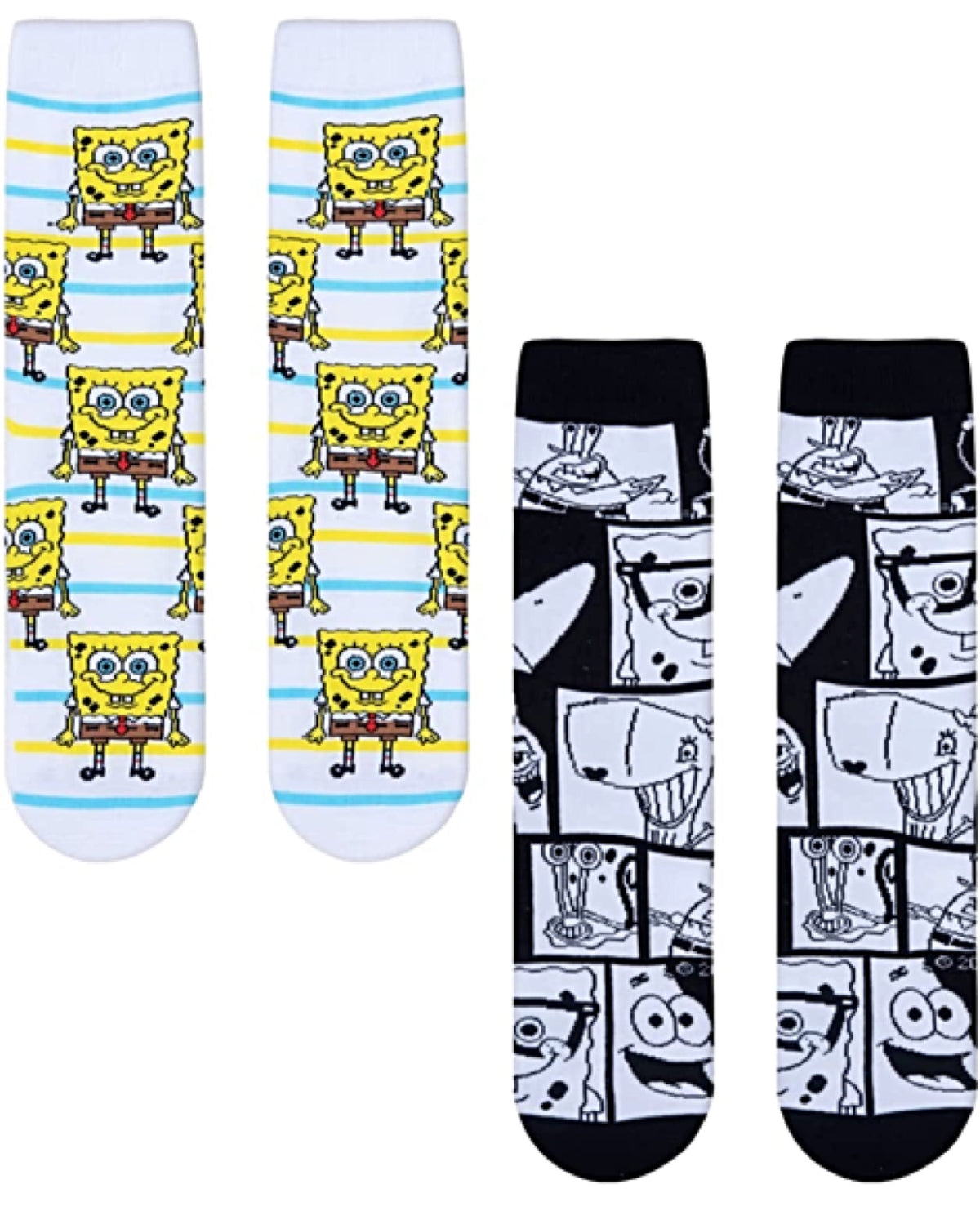 SPONGEBOB SQUAREPANTS Unisex 2 Pair Of Socks ODD SOX Brand - Novelty Socks for Less