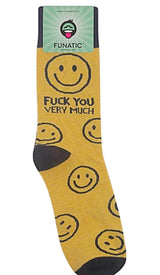 FUNATIC Brand Unisex FUCK YOU VERY MUCH Socks With SMILEY FACES - Novelty Socks for Less