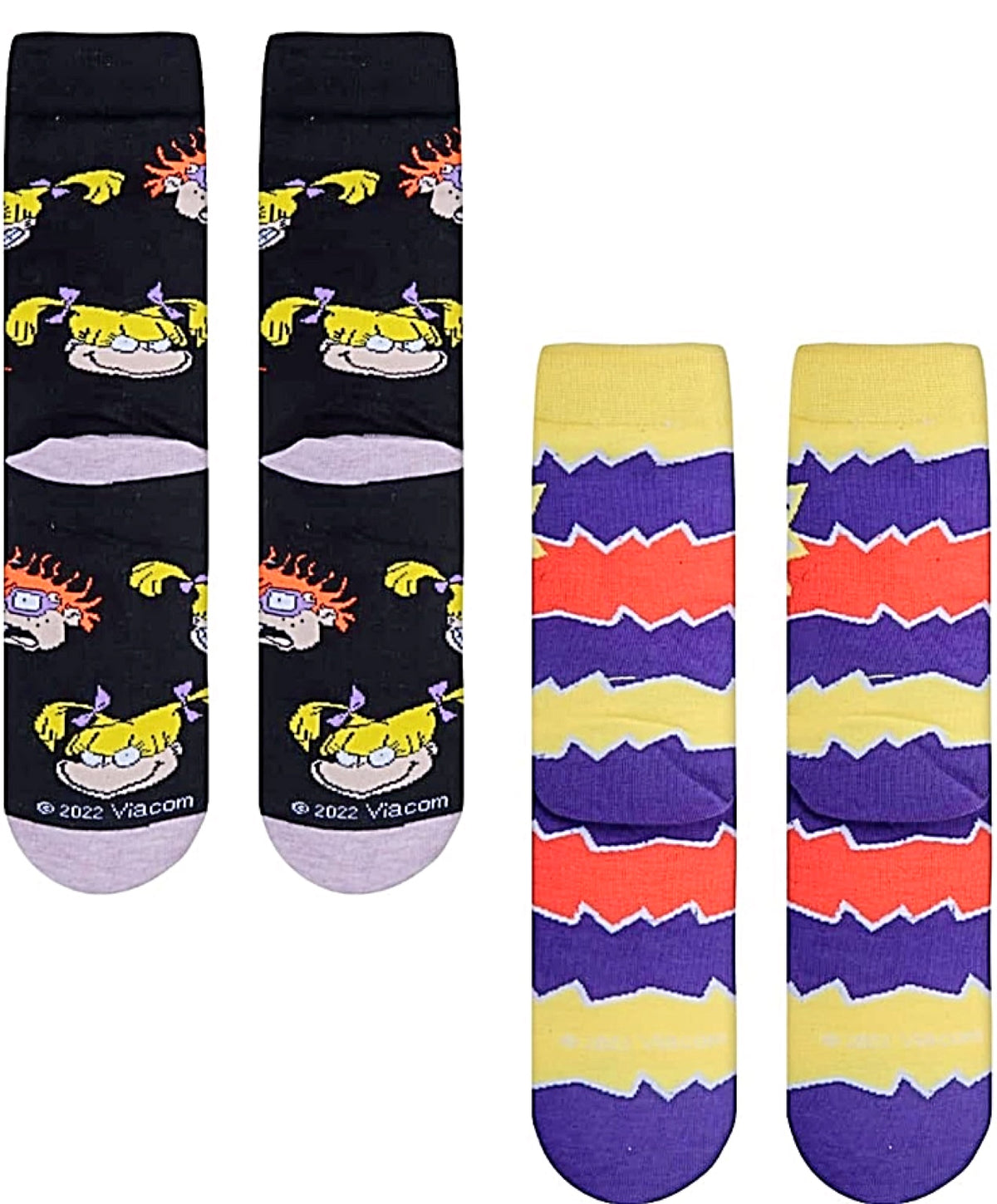RUGRATS Unisex 2 Pair Of Socks CHUCKY, ANJELICA ODD SOX Brand - Novelty Socks for Less