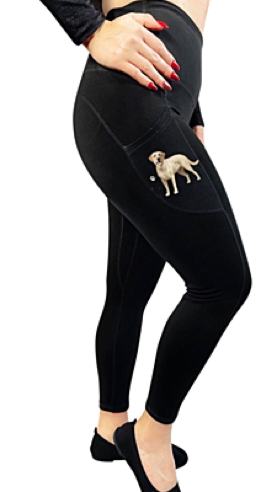 URBAN ATHLETICS Ladies YELLOW LABRADOR High Rise Leggings With Pockets E&S Pets - Novelty Socks for Less