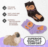 FOOZYS Brand Ladies 2 Pair Of PEKINGESE DOG SOCKS - Novelty Socks for Less